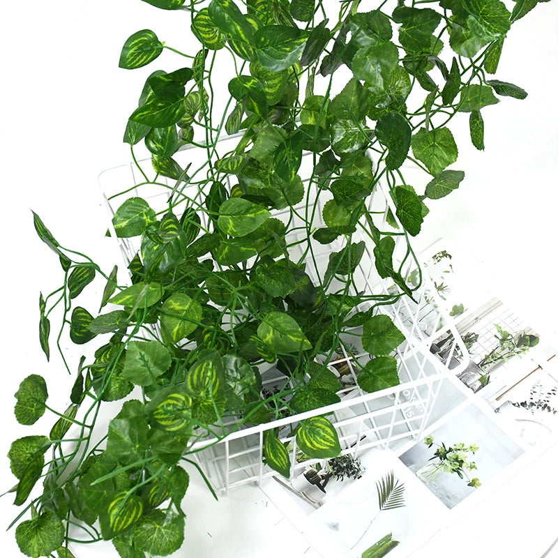 Guirlande de feuilles de lierre vertes artificielles 2.1 m