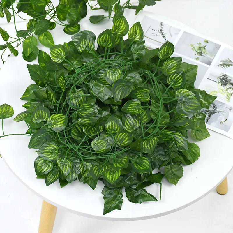 Guirlande de feuilles de lierre vertes artificielles 2.1 m