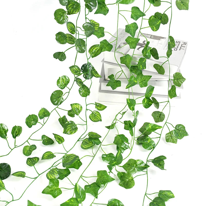 Guirlande de feuilles de lierre vertes artificielles 2.1 m