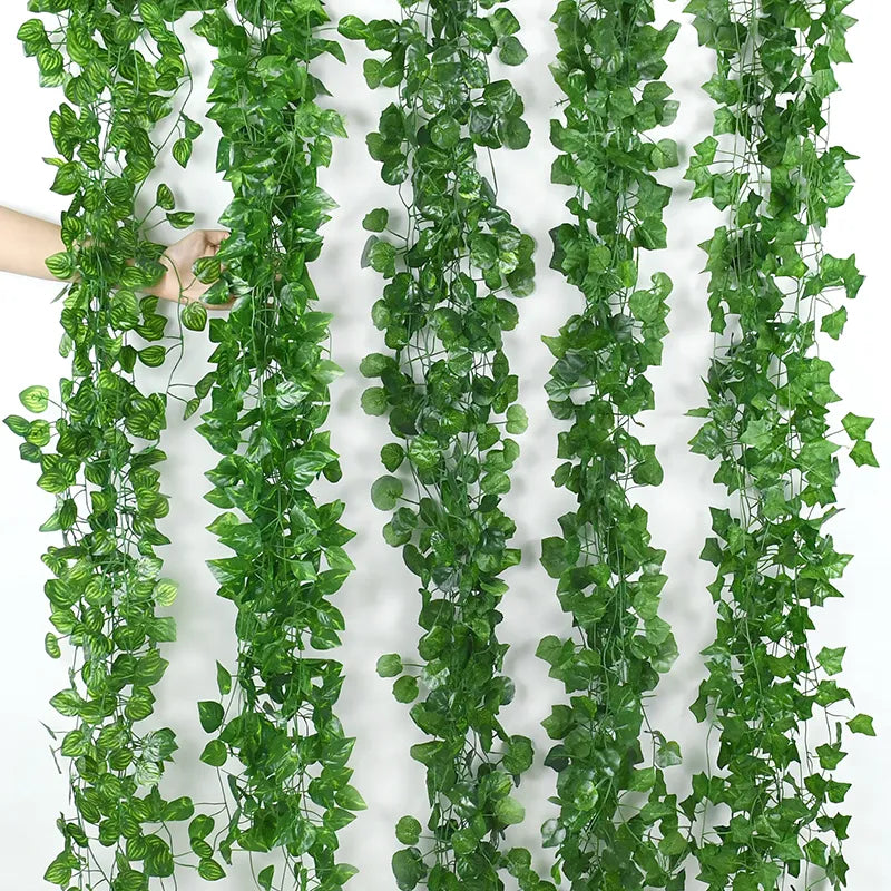 Guirlande de feuilles de lierre vertes artificielles 2.1 m