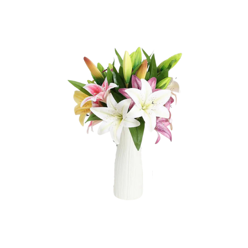 Bouquet de lys artificiels en soie de 41 cm