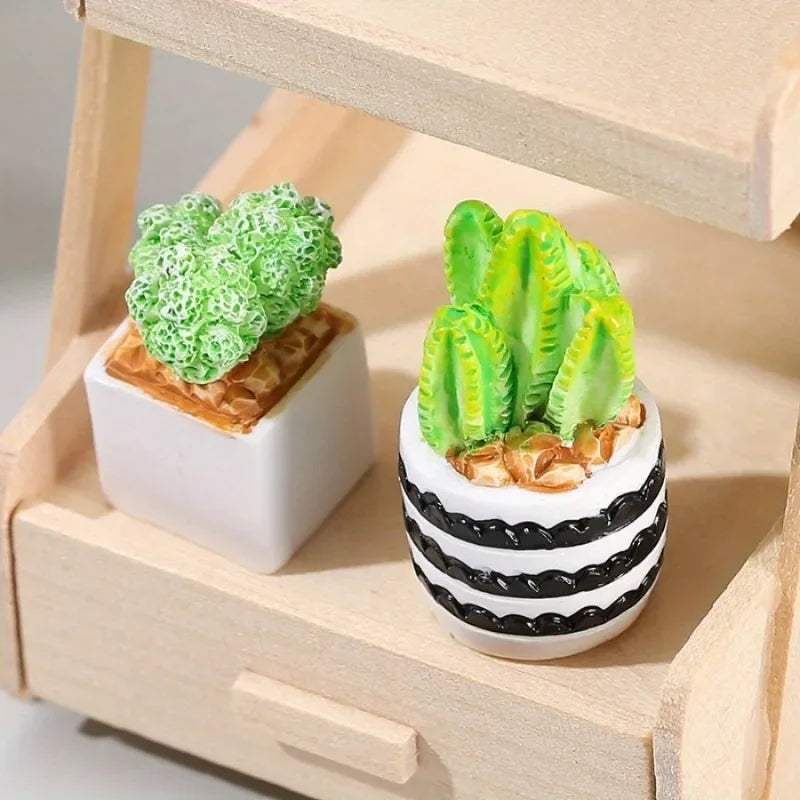 Set de 4 petits faux cactus en pot